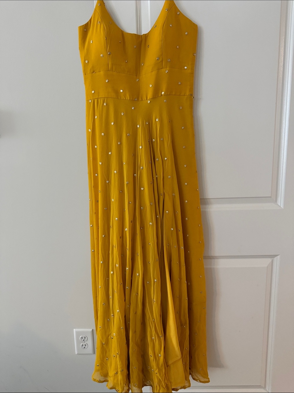 Holi Chic Mustard Yellow Embellished Maxi Dress